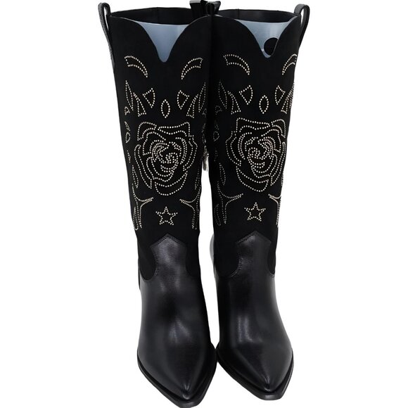 Jessica Simpson Tall Western Boots Black Gold Floral - US 9.5 M EU 40.5 - Picture 5 of 6